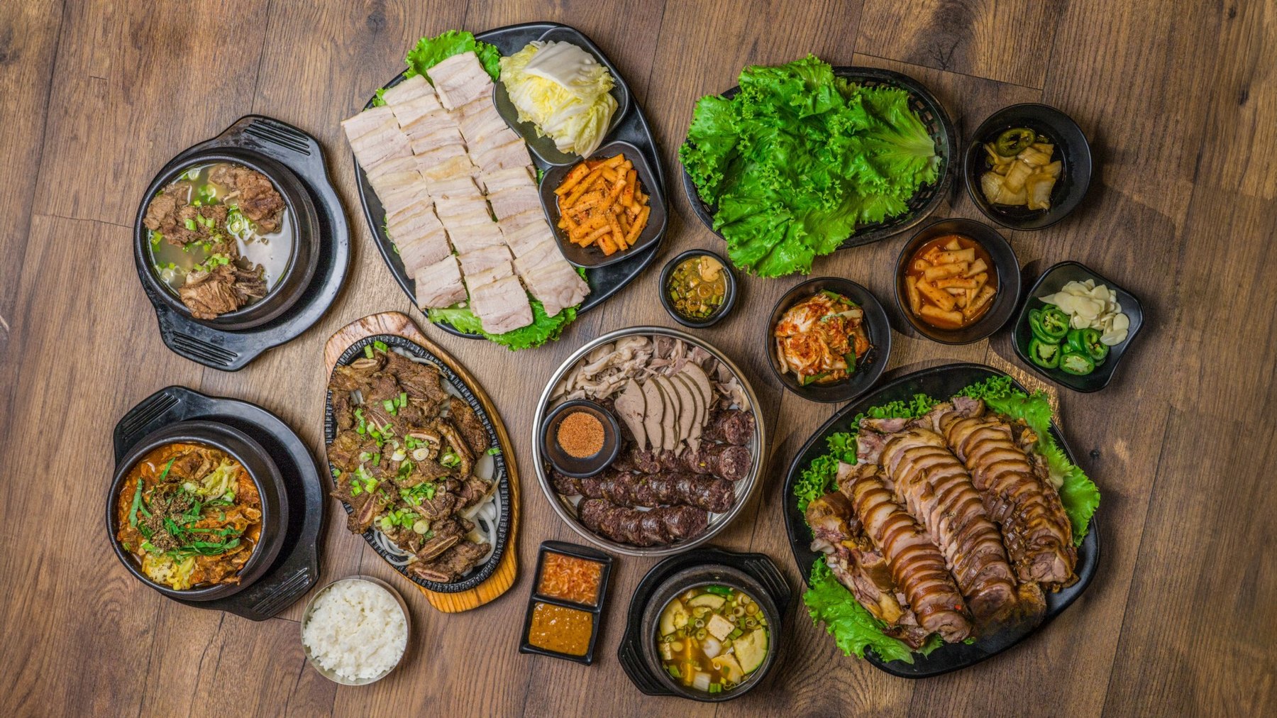 JCDKR Korean food including Jokbal and hearty Korean dishes